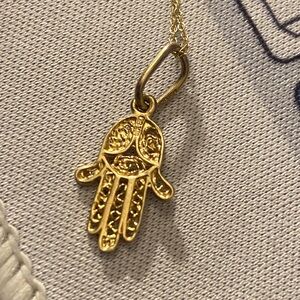 14k Gold Hamsa Hand Pendant on 10k Gold Chain